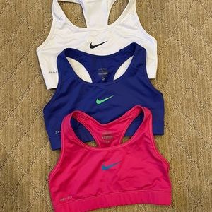3 Nike Sports Bras.  Size Small